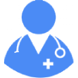 A blue cross is on the chest of a person.